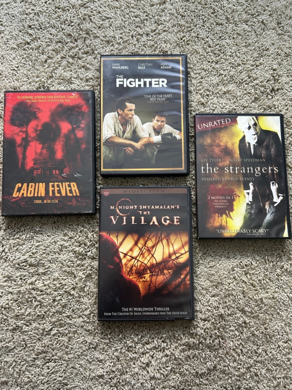 Horror & Thriller DVD Lot – Cabin Fever, The Village, The Strangers, The Fighter